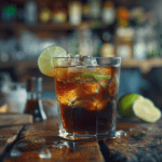 a close up of a drink on a table