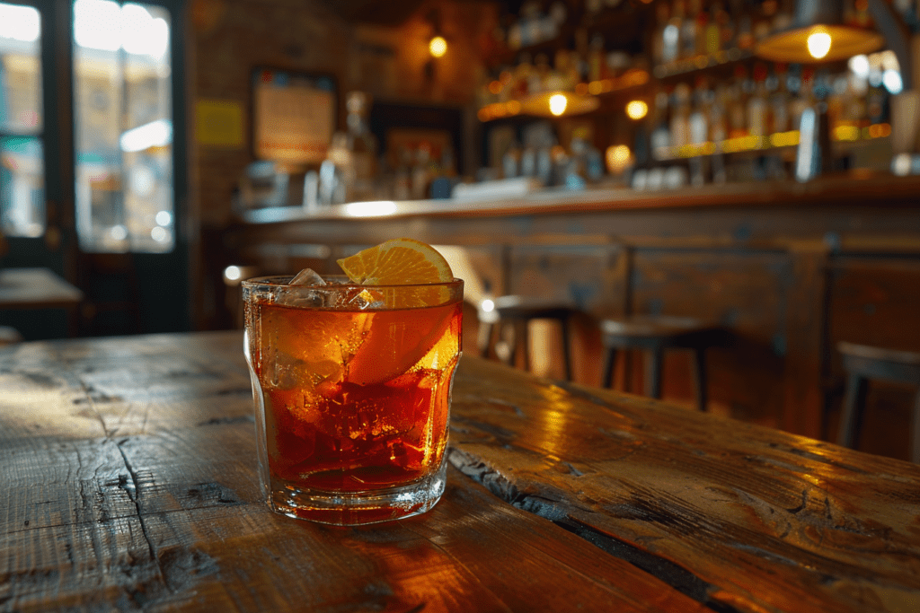 a close up of a drink on a table