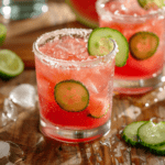 two glasses of watermelon and cucumber drink